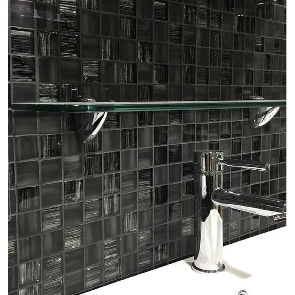Apollo Tile   5 pack 11.3-in x 11.3-in Gray and Silver Polished and Matte Finished Glass Mosaic Tile (4.43 Sq ft/case)