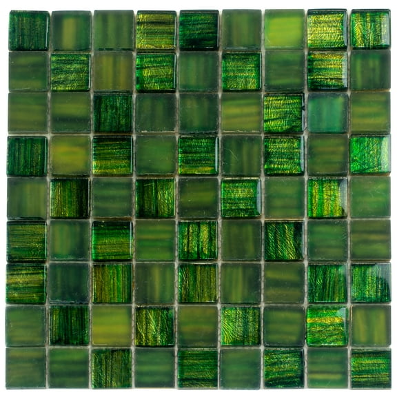 Apollo Tile 5 pack 11.3-in x 11.3-in Green Polished and Matte Finished Glass Mosaic Tile (4.43 Sq ft/case)