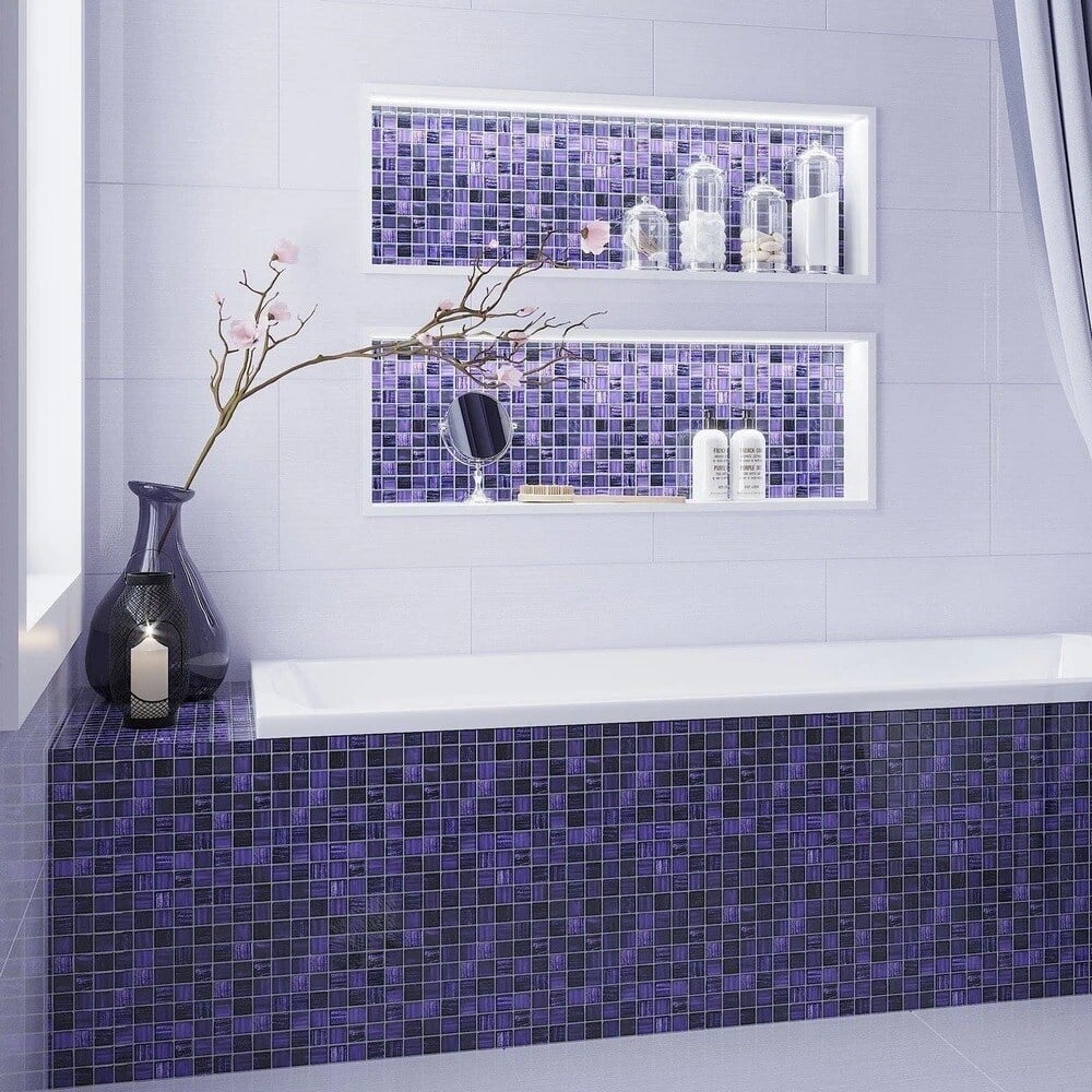 Apollo Tile 5 pack 11.3-in x 11.3-in Purple Polished and Matte Finished Glass Mosaic Tile (4.43 Sq ft/case)