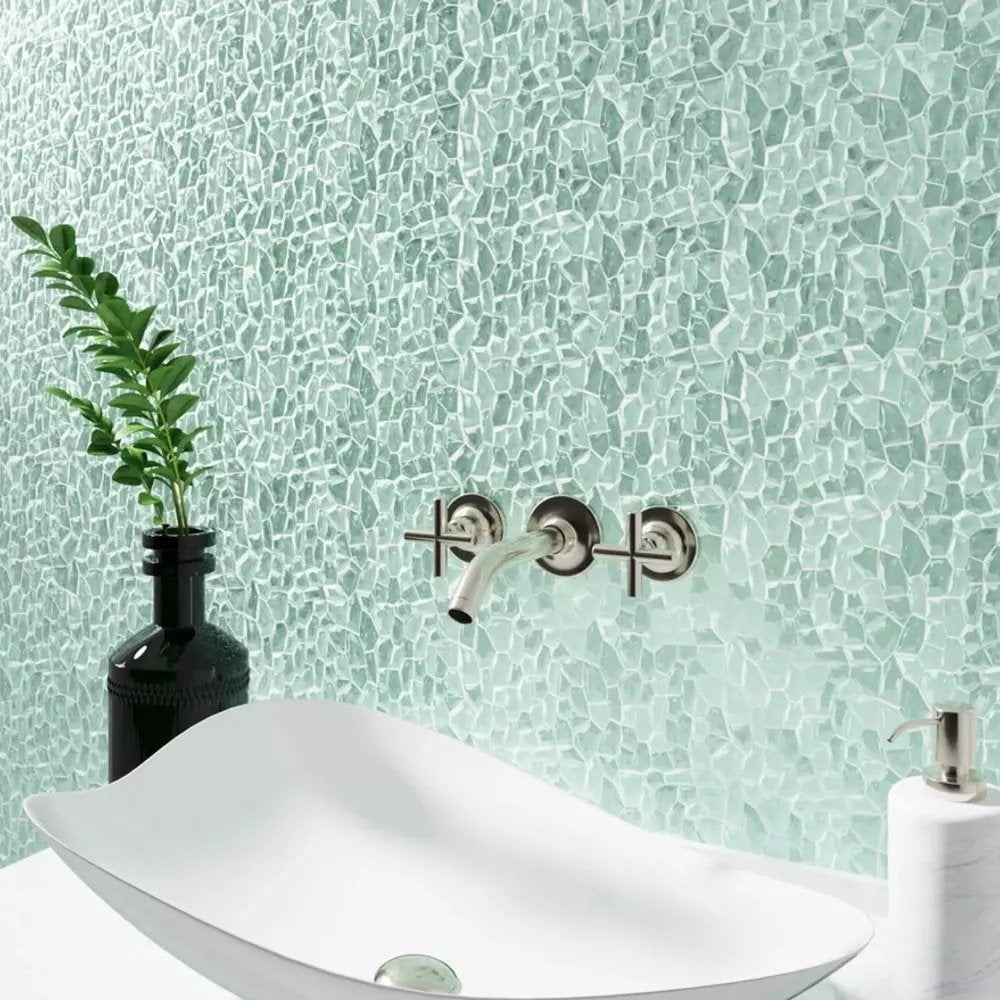 Aqua Blue Glass Pebbles Mosaic Tile for Bathroom and Kitchen