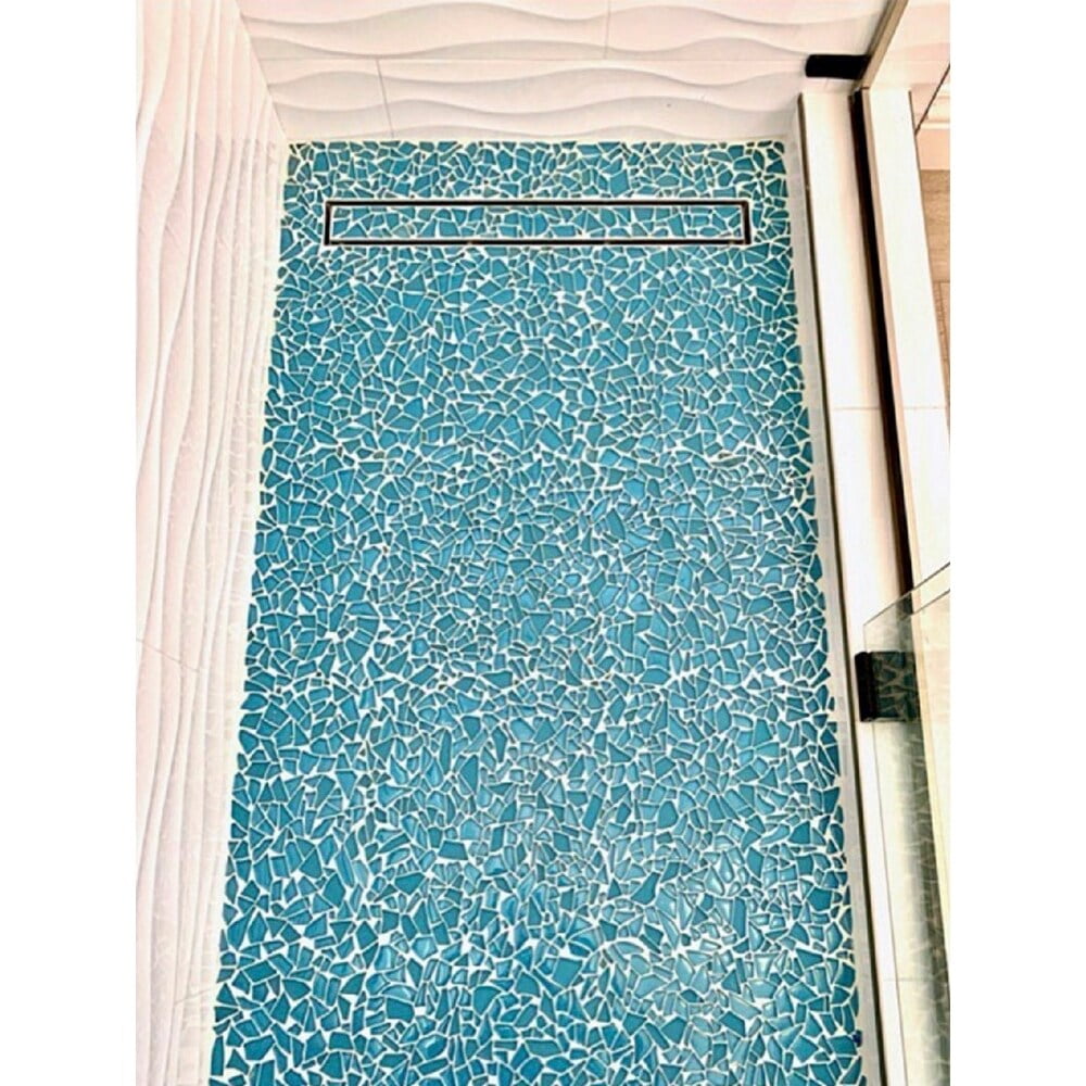 Blue Matte Glass Pebble Mosaic Tile for Bathroom and Kitchen