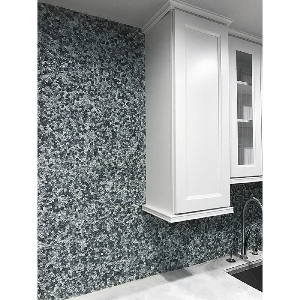 Gray Pebble Polished Glass Mosaic Tile for Kitchen and Bathroom