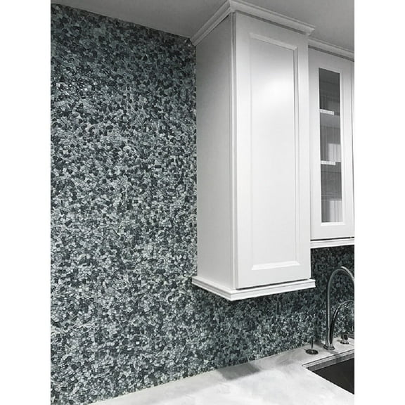 Apollo Tile 5 pack 11.8-in x 11.8-in Dark Gray Glossy Finished Pebble Glass Mosaic Tile (4.83 Sq ft/case)