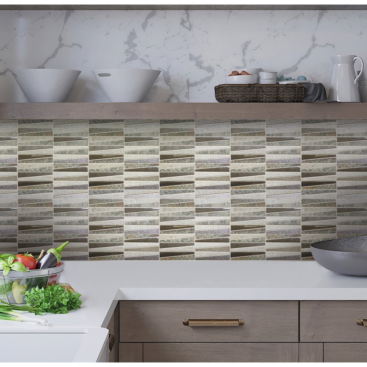 Apollo 11.8" Gray Quartz and Glass Mosaic Tile Pack