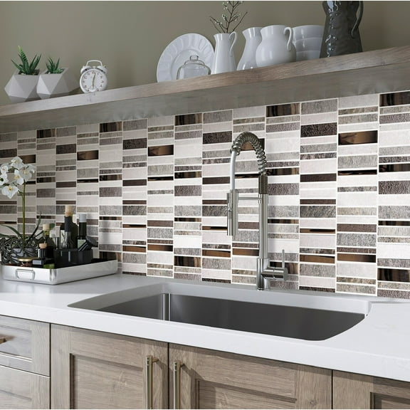Apollo Tile 5 pack 11.8-in x 11.8-in Gray Quartz and Glass Mosaic Tile (4.83 Sq ft/case)