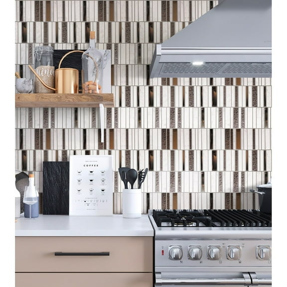 Apollo Tile 5 pack 11.8-in x 11.8-in White Marble and Glass Mosaic Tile (4.83 Sq ft/case)