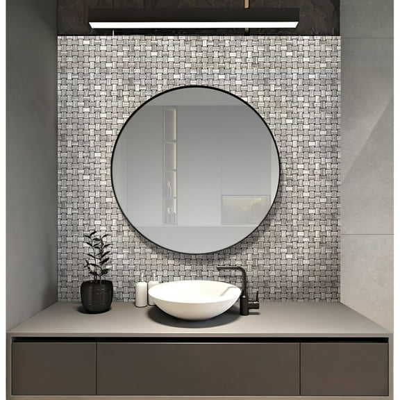 Apollo Tile 5 pack 11.8-in. x 11.8-in Wooden Gray Basket weave Polished Marble Mosaic Tile (4.83 Sq ft/case)