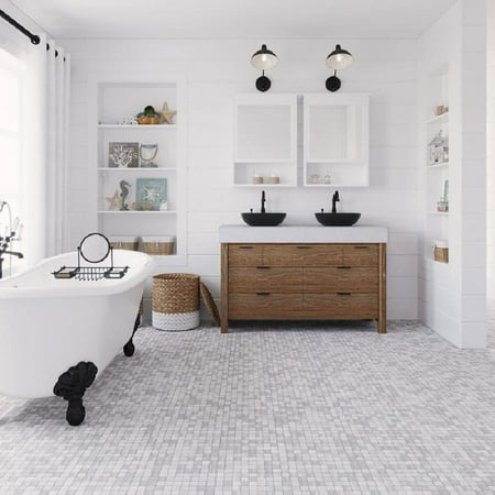 Apollo Tile 5 pack 12-in. x 12-in Gray Square Matte Finished Marble Mosaic Tile (5.00 Sq ft/case)
