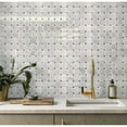thumbnail image 1 of Apollo Tile   5 pack White And Black 11-in. x 11-in Large Basketweave Polished Carrara Marble Mosaic Tile (4.20 sq ft/case), 1 of 2