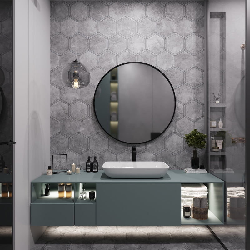 Gray Matte Porcelain Hexagon Tile for Indoor and Outdoor Use