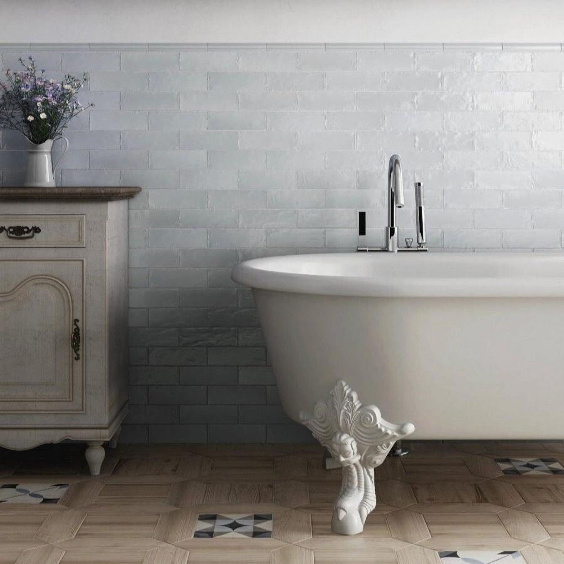 Gray Polished Ceramic Subway Mosaic Tile 2.5 x 8 Inch