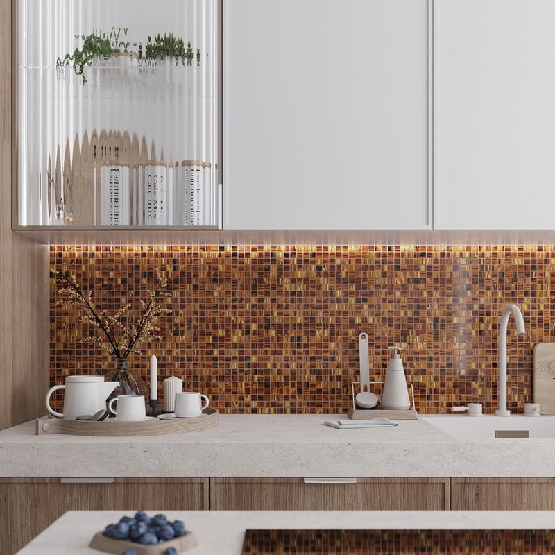 Celestial Bronze 12" x 12" Glass Mosaic Wall and Floor Tile