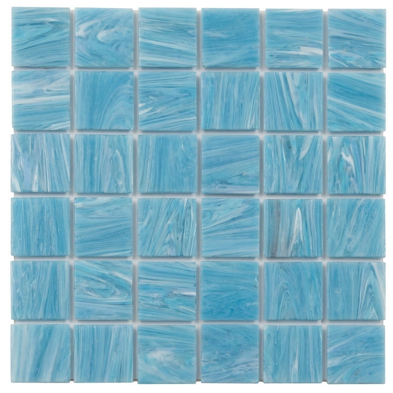 Celestial 12 in. x 12 in. Glossy Sky Blue Glass Mosaic Tile