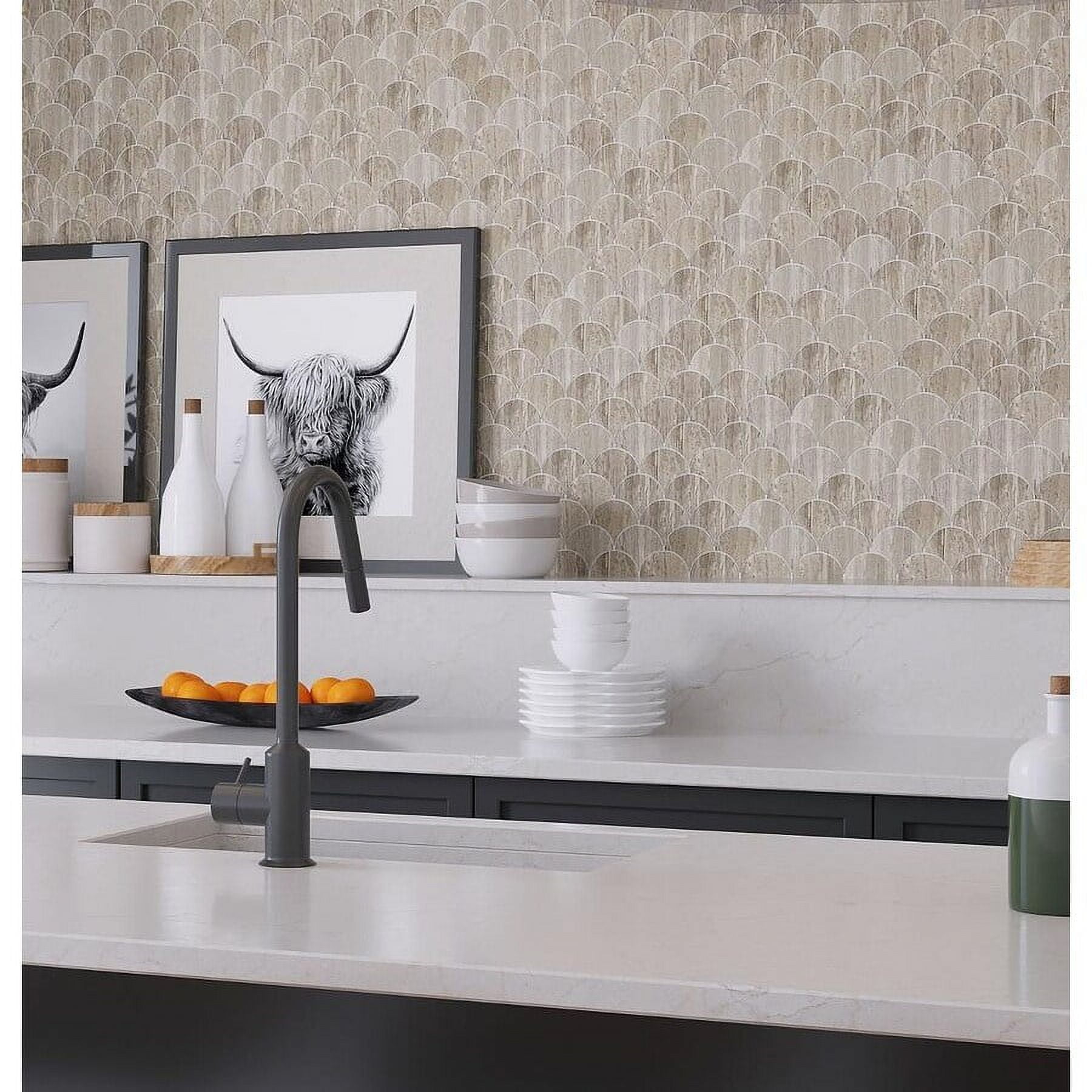 Gray Scalloped Polished Marble Mosaic Tile for Kitchen and Bathroom