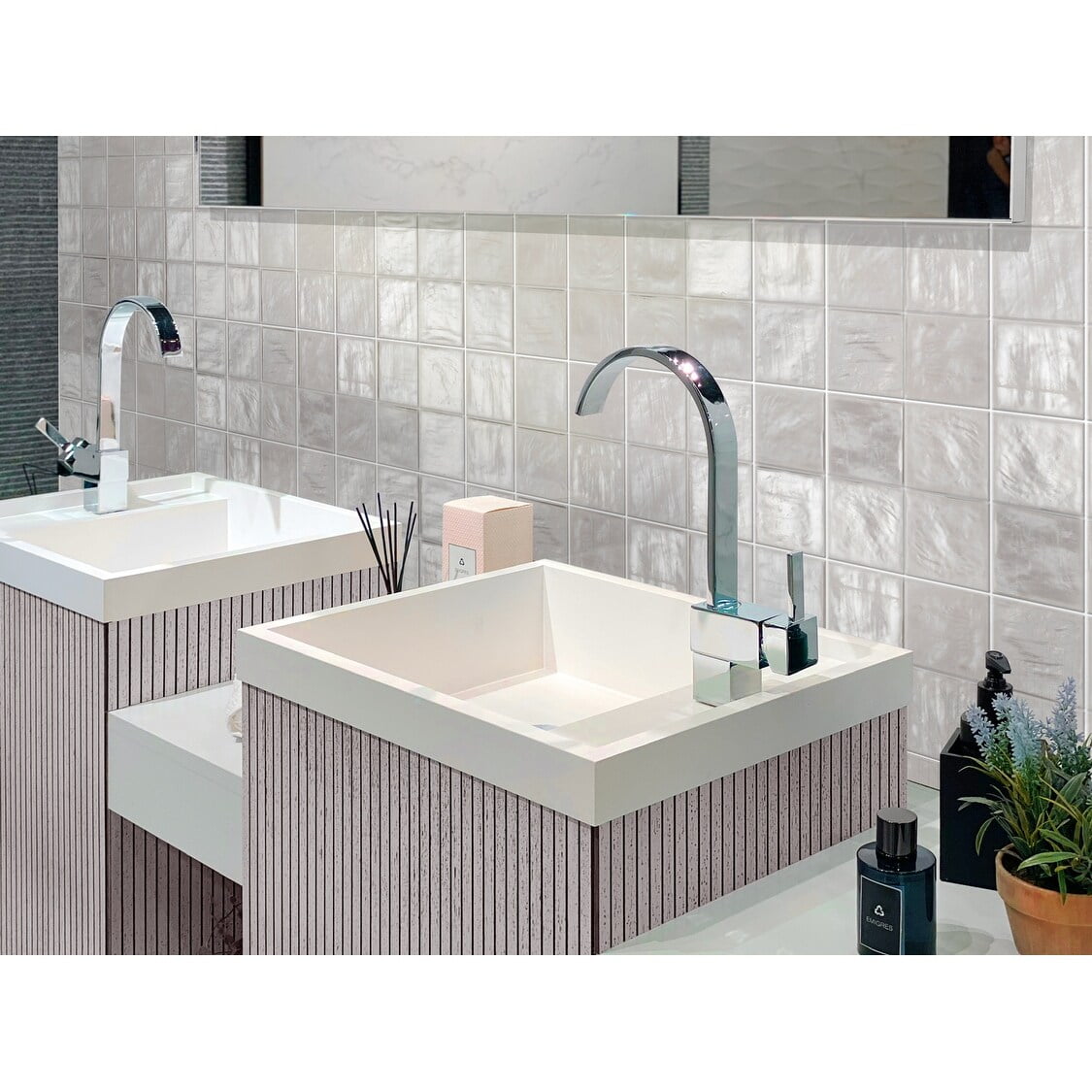 Apollo Tile Gray 4-in. x 4-in. Matte Glossy Ceramic Mosaic Tile (5.38 Sq ft/case)