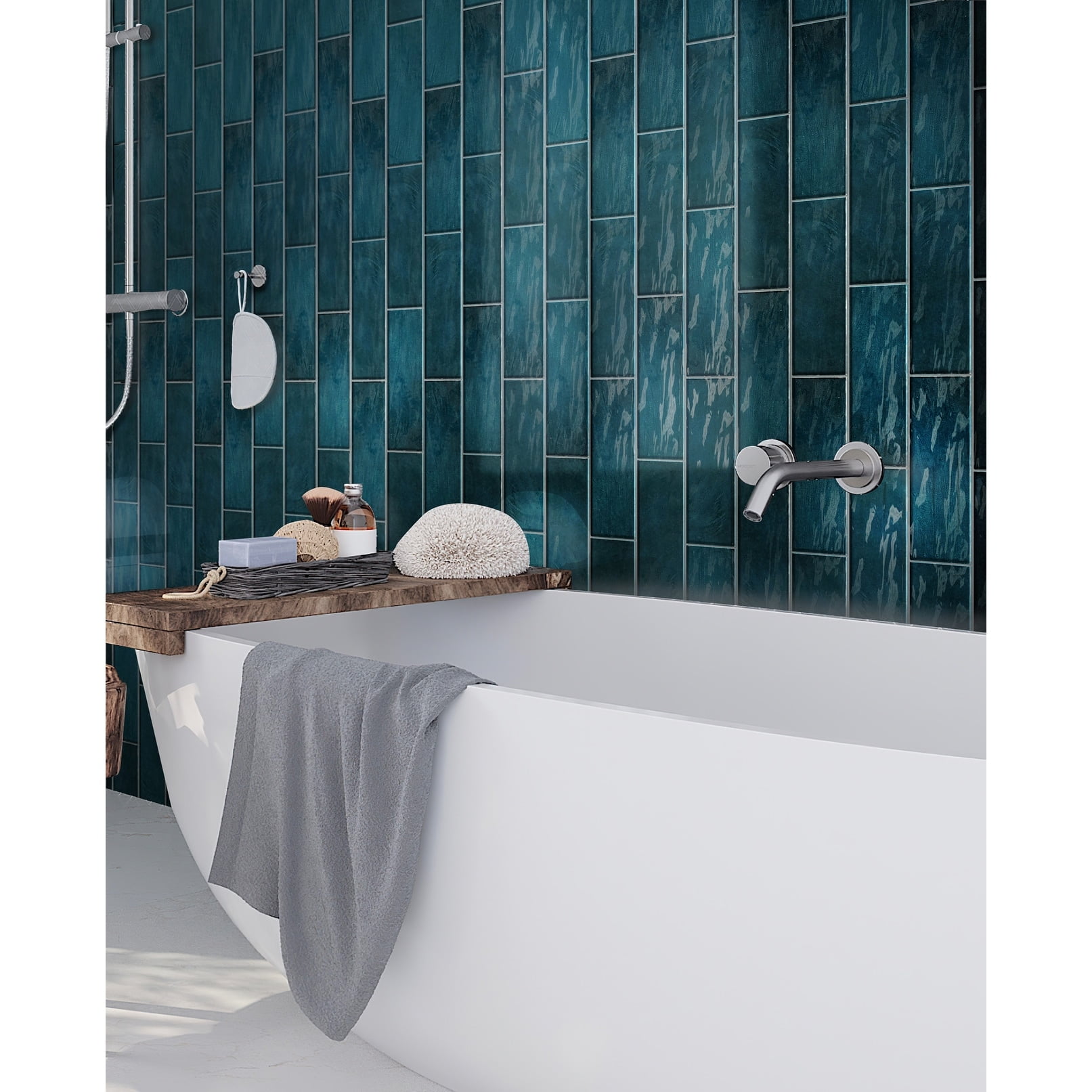 Apollo Green Polished Ceramic Subway Tile 2.58" x 8"