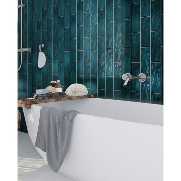 Apollo Tile Green 2.58-in. x 8-in. Polished Ceramic Subway Tile (5.38 Sq ft/case)
