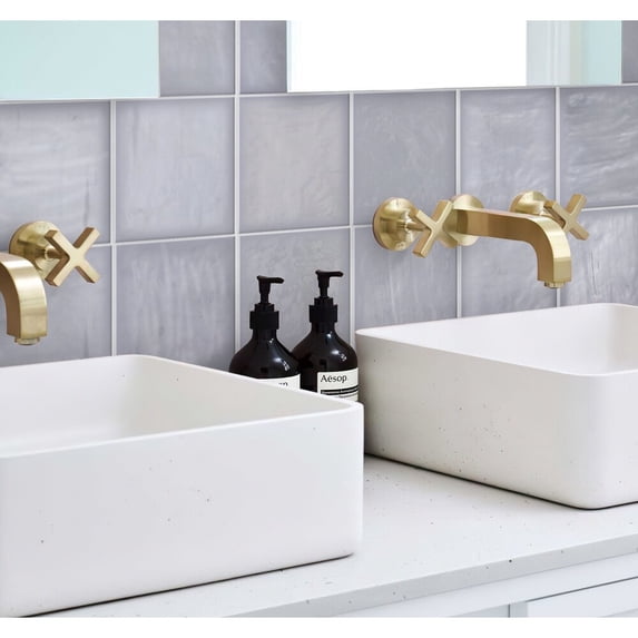 Apollo Tile Lavanda Blue 5-in. x 5-in. Polished Ceramic Subway Tile (10.76 Sq ft/case)