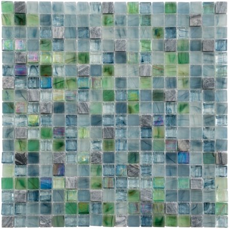 Apollo Tile Mingles 11.6 in. x 11.6 in. Glossy Stone Blue and Green Glass Mosaic Wall and Floor Tile (18.69 sq. ft./case) (20-pack)