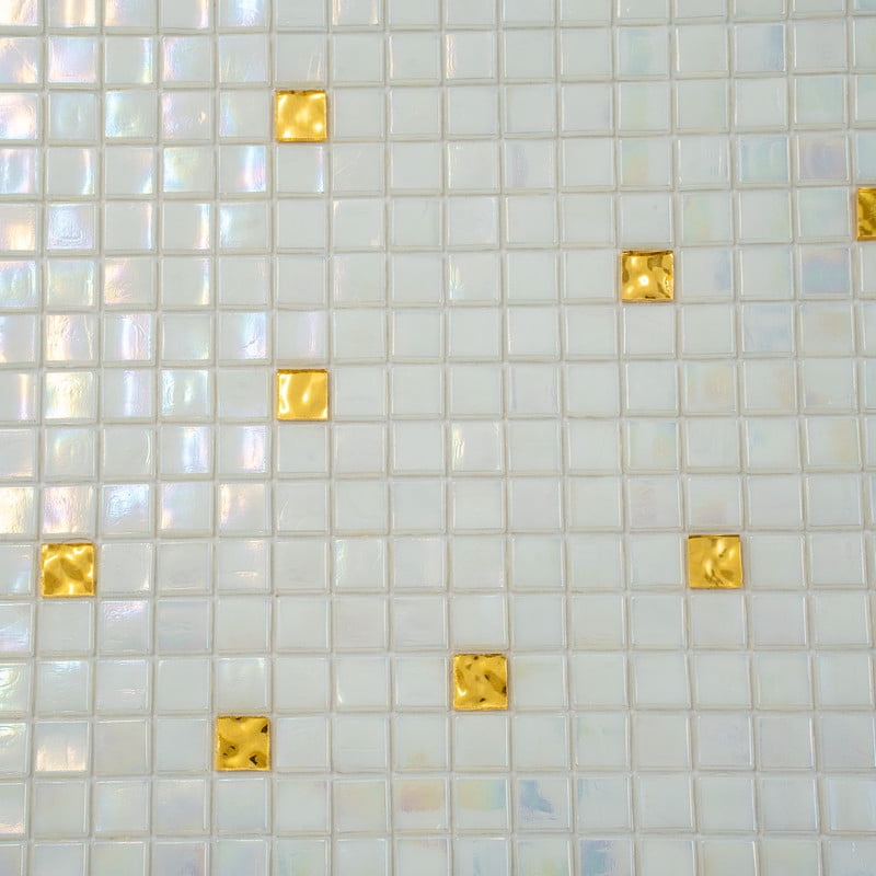 Apollo Tile Mingles 11.6 in. x 11.6 in. Glossy White and Gold Glass Mosaic Wall and Floor Tile (18.69 sq. ft./case) (20-pack)