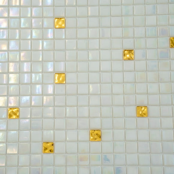 Apollo Tile Mingles 11.6 in. x 11.6 in. Glossy White and Gold Glass Mosaic Wall and Floor Tile (18.69 sq. ft./case) (20-pack)