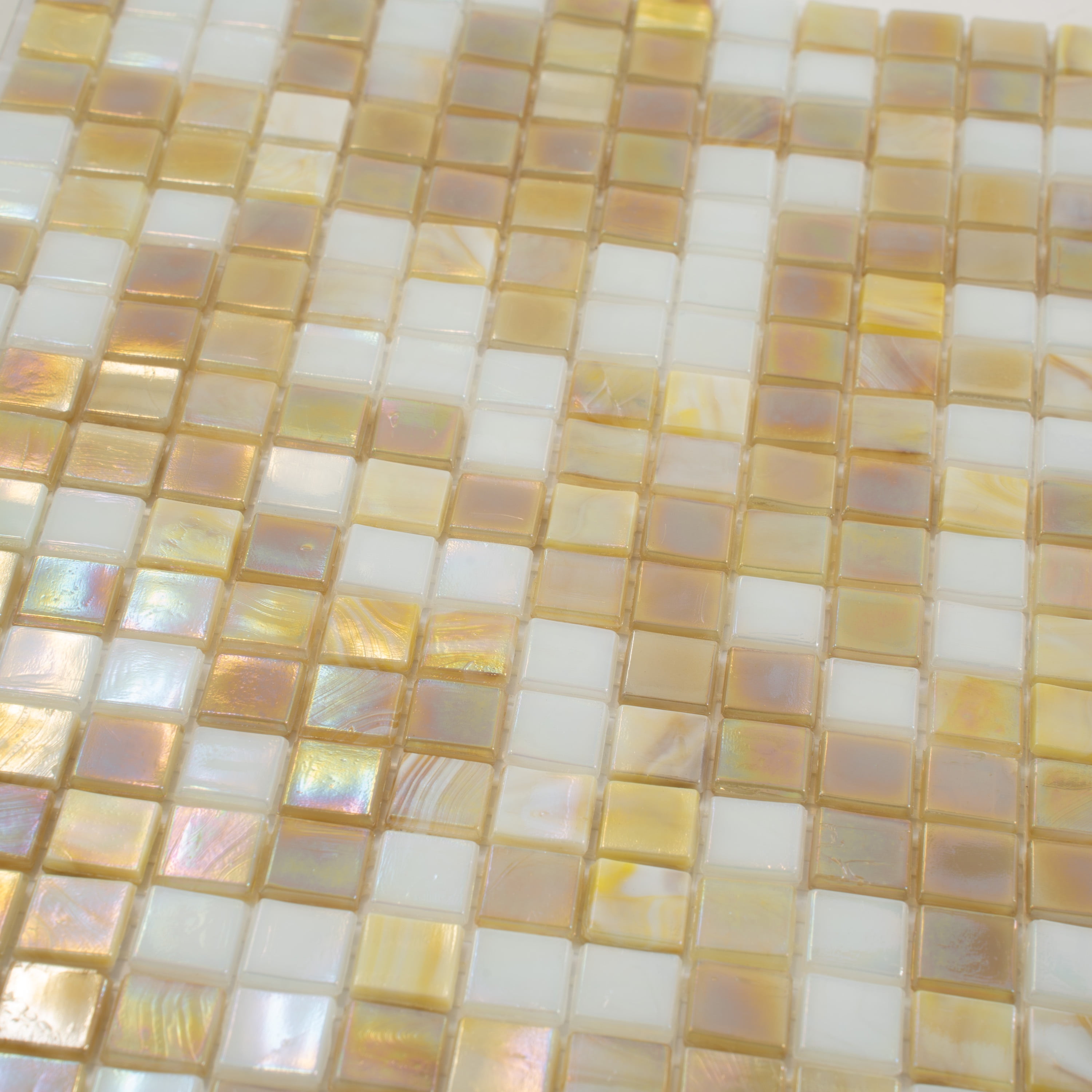 Golden and White Glass Mosaic Wall and Floor Tile