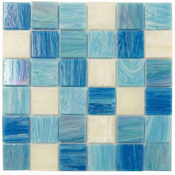 Apollo Tile Mingles 12 in. x 12 in. Glossy Blue and White Glass Mosaic Wall and Floor Tile (20 sq. ft./case) (20-pack)