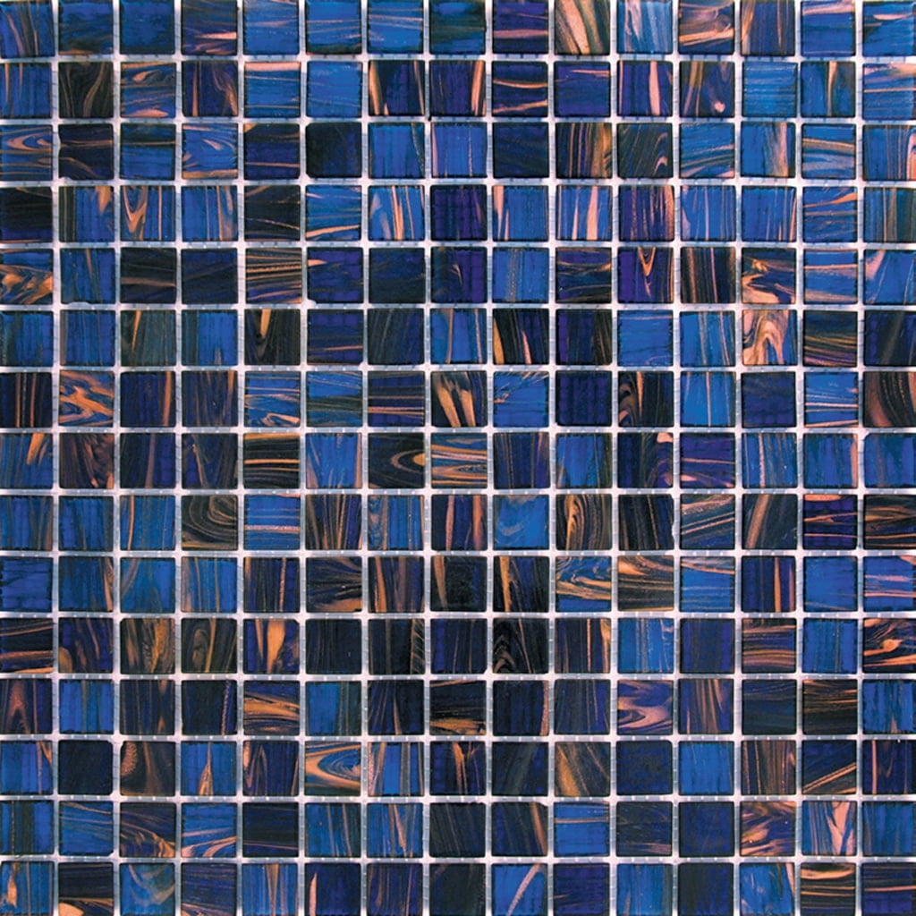 12" x 12" Glossy Blue and Brown Glass Mosaic Tile