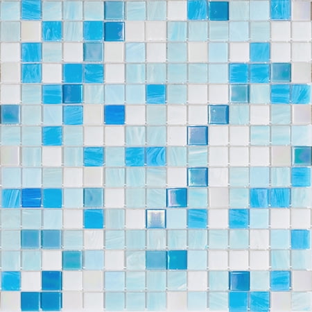 Apollo Tile Mingles 12 in. x 12 in. Glossy White and Blue Glass Mosaic Wall and Floor Tile (20 sq. ft./case) (20-pack)