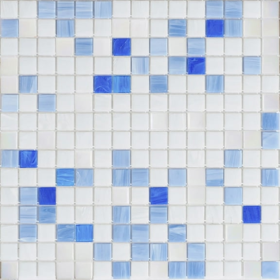 Apollo Tile Mingles 12 in. x 12 in. Glossy White and Light Blue Glass Mosaic Wall and Floor Tile (20 sq. ft./case) (20-pack)