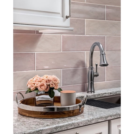 Apollo Tile Pink 2.58-in. x 8-in. Polished Ceramic Subway Tile (5.38 Sq ft/case)