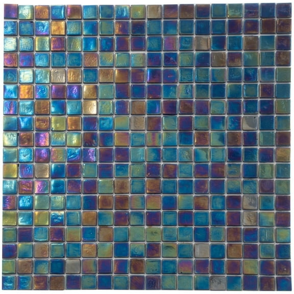 Apollo Tile Skosh 11.6 in. x 11.6 in. Glossy Dark Shimmer Multi Blue Glass Mosaic Wall and Floor Tile (9.34 sq. ft./case) (10-pack)