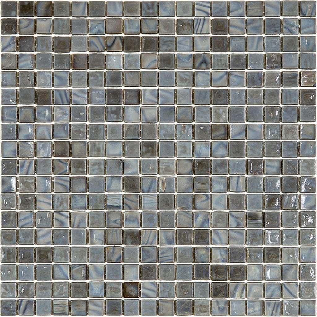 Mouse Gray Polished Glass Mosaic Wall and Floor Tile