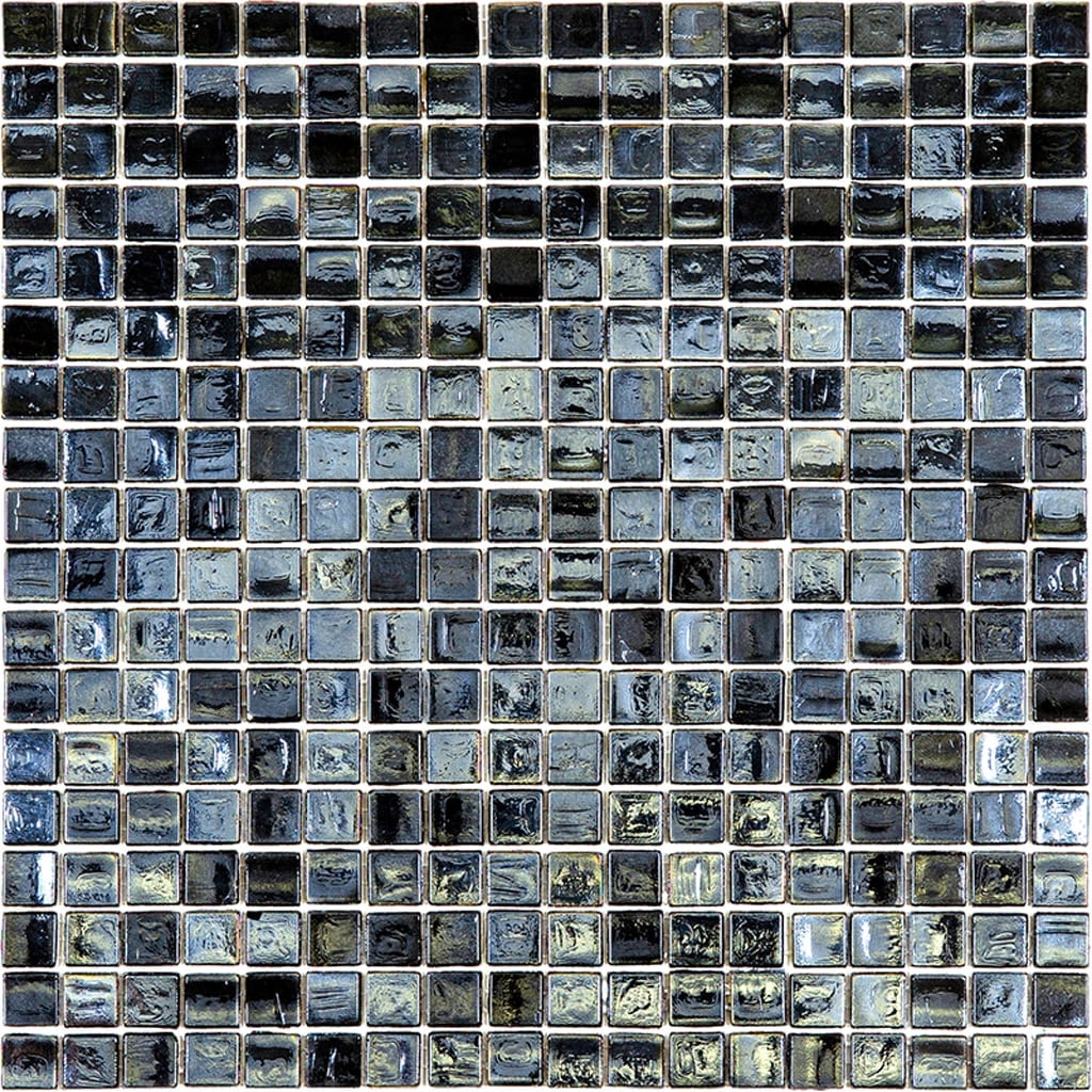 Skosh 11.6" x 11.6" Glossy Black Glass Mosaic Tile