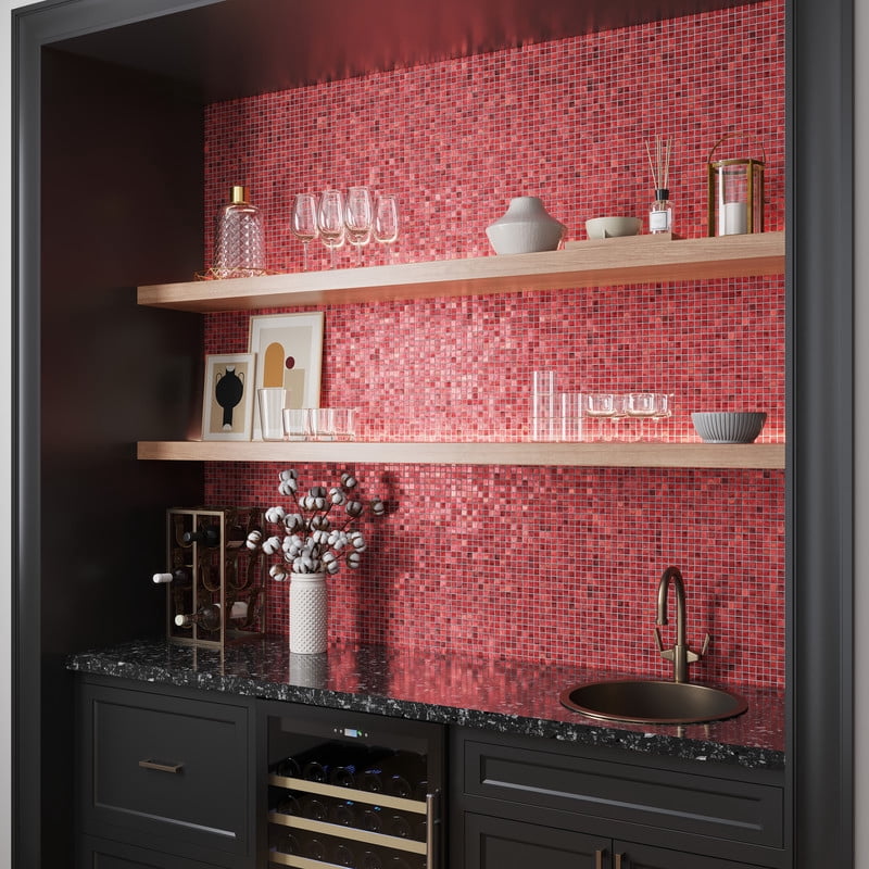 Apollo Tile Skosh 11.6 in. x 11.6 in. Glossy Ruby Red Glass Mosaic Wall and Floor Tile (18.69 sq. ft./case) (20-pack)