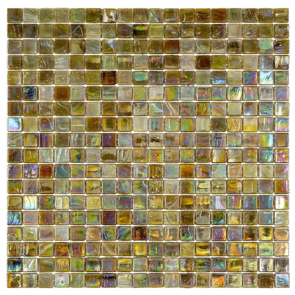 Skosh Glossy Green and Brown Glass Mosaic Tile
