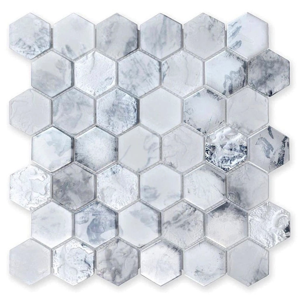 Matte White Iridescent Glass Mosaic Wall and Floor Tile