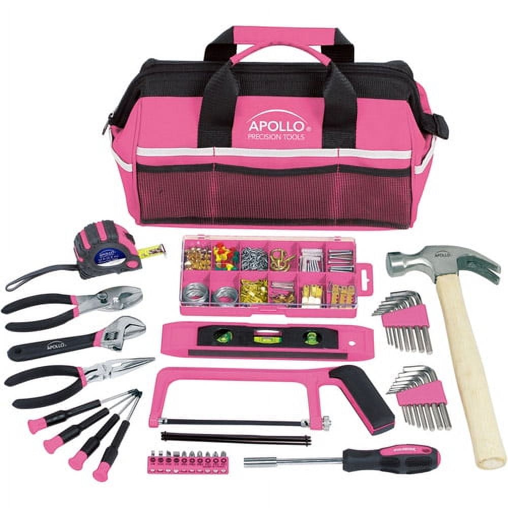 Apollo Tools 201-Piece Household Tool Kit in Tool Bag, Pink DT0020P