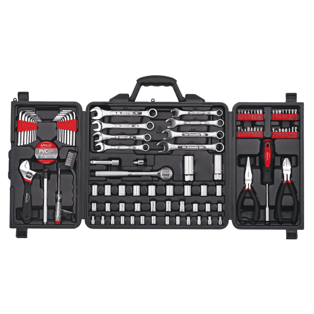 Apollo Tools 101 Piece Mechanic Tool Set for Vehicle and Home Maintenance, Roadside Emergencies. SAE and Metric Tool Set for Car, Boat, RV, Bikes - DT0006