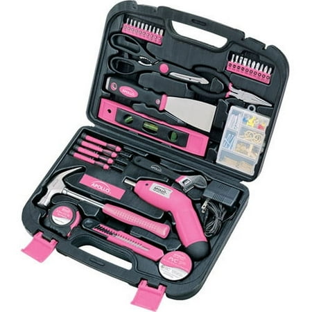 135 Piece Household Tool Kit Pink with Pivoting Dual-Angle 3.6 Volt Lithium-Ion Cordless Screwdriver - DT0773N1