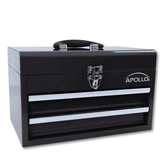 Apollo Tools Black Steel Tool Chest with 2 Drawers and Ample Top Compartment -- DT5010