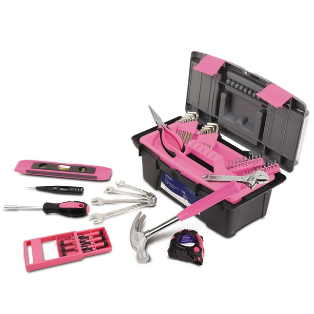 APOLLO TOOLS 53 Piece Household Tool Kit with Tool Box Pink- DT9773P PINK