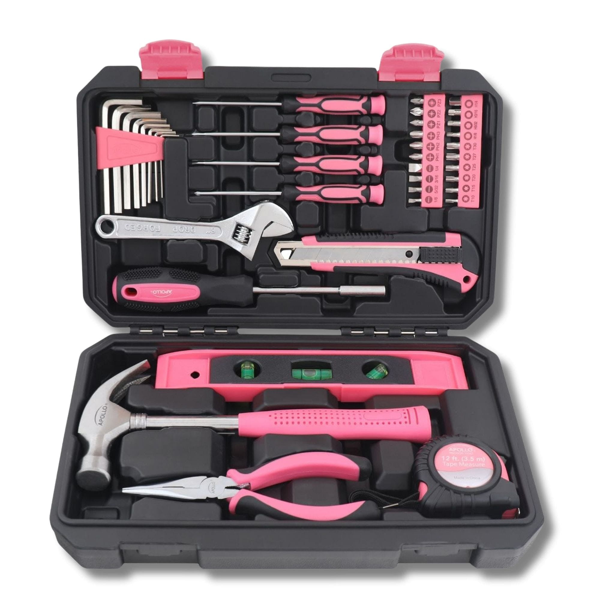 Pink Tool Table Apollo Tools New and Improved 39 Piece General Pink Tool Set in Storage ...