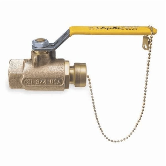 Apollo Valves Bronze Ball Valve 3/4 in FNPT x Hose Cap Inline Steam Manual 600 psi Heavy Duty