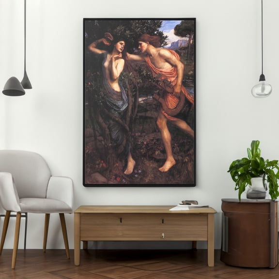 Apollo and Daphne Print Romantic Mythology Art, Stretched Canvas 12x16in