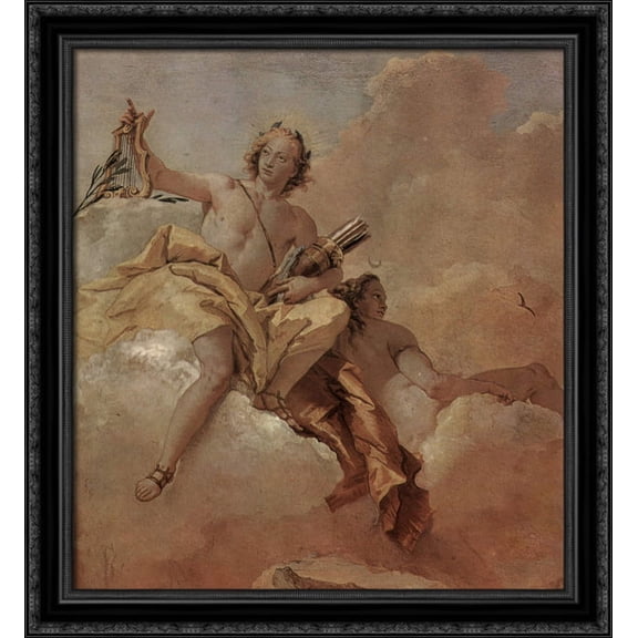 Apollo and Diana 28x30 Large Black Ornate Wood Framed Canvas Art by Giovanni Domenico Tiepolo