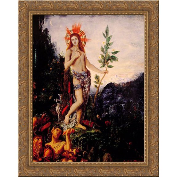 Apollo and the Satyrs 20x24 Gold Ornate Wood Framed Canvas Art by Moreau, Gustave