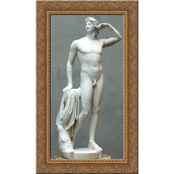 Apollo crowning himself 16x24 Gold Ornate Wood Framed Canvas Art by Canova, Antonio