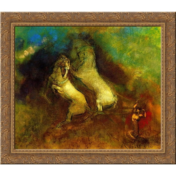 Apollo's Chariot 20x20 Gold Ornate Wood Framed Canvas Art by Redon, Odilon