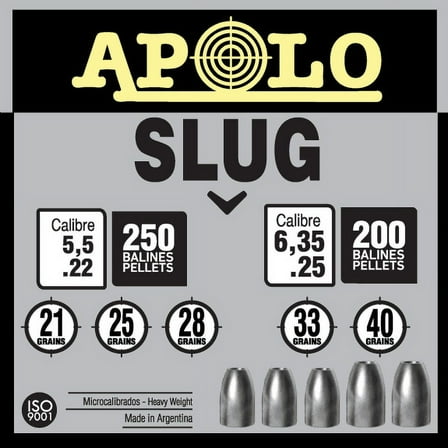Apolo Hollowpoint .25 Caliber Airgun Pellets, 40 Grain, 200 Count
